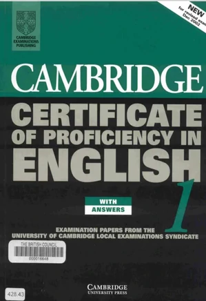 Cambridge Certificate of Proficiency in English 1 Student's Book with Answers